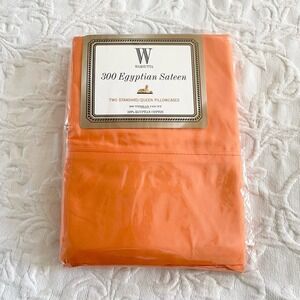 Vtg USA Wamsutta 2 Queen Pillowcases 300 TC 100% Egyption SATEEN Cotton Orange